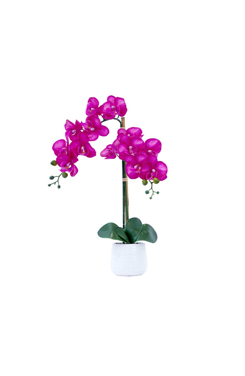 NEARLY NATURAL 19-in Artificial Purple Orchid with Decorative Vase, Main, color, Pink