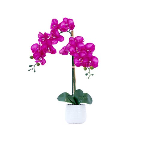 19-in Artificial Purple Orchid with Decorative Vase