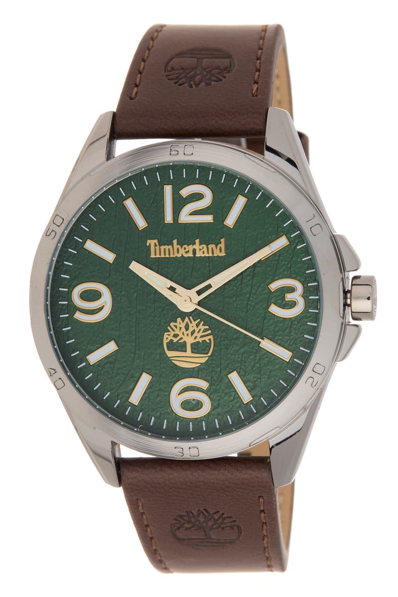 Classic Quartz Leather Strap Watch, 45mm, Main, color, DARK BROWN