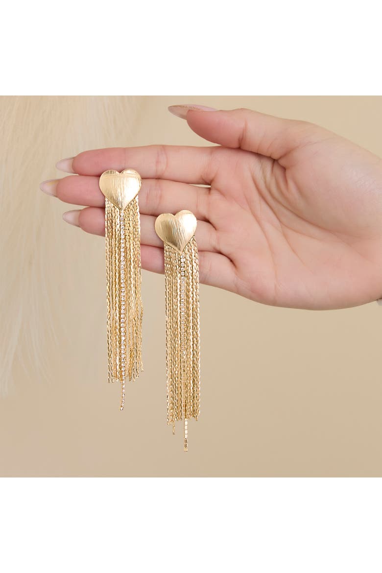 Gold Chain Tassel Earrings, Alternate, color, Gold