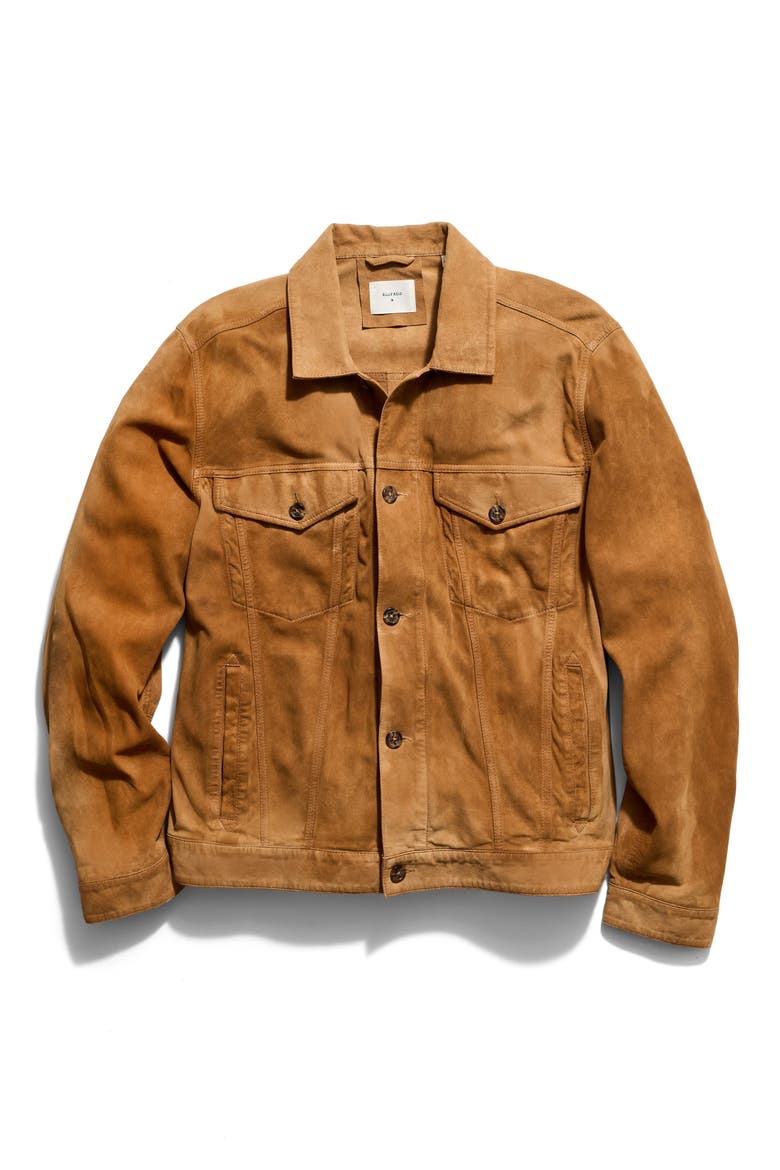 Waxed Suede Trucker Jacket, Main, color, KHAKI