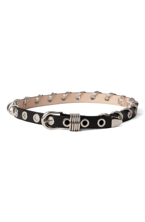 Dehanche Revenge Grommet Leather Belt In Black/silver