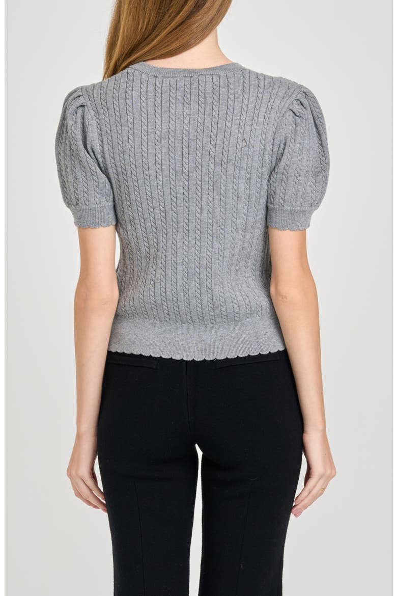 Sandra Cable Short Sleeve Cardigan, Alternate, color, GREY