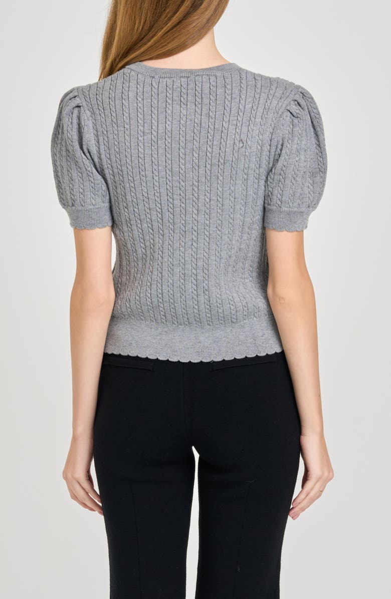 WAYF Sandra Cable Short Sleeve Cardigan, Alternate, color, Grey