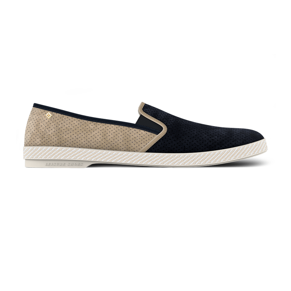 Rivieras Classic Match Suede Slip-On Loafer, Main, color, Beige & Navy