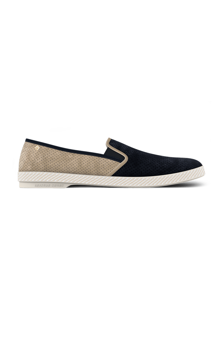 Rivieras Classic Match Suede Slip-On Loafer, Main, color, Beige & Navy