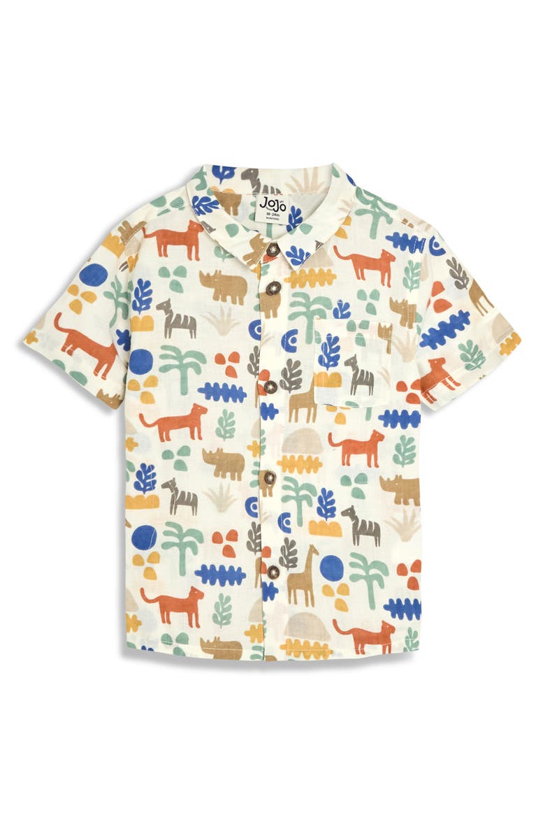 JOJO MAMAN BEBE Safari Print Shirt & Shorts Set, Alternate, color, Ecru