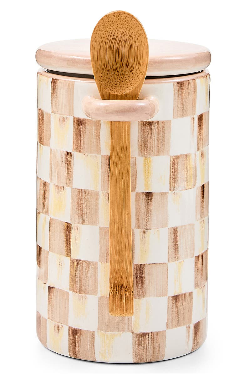 MACKENZIE CHILDS Mocha Check Farmhouse Canister with Spoon, Main, color, Mocha