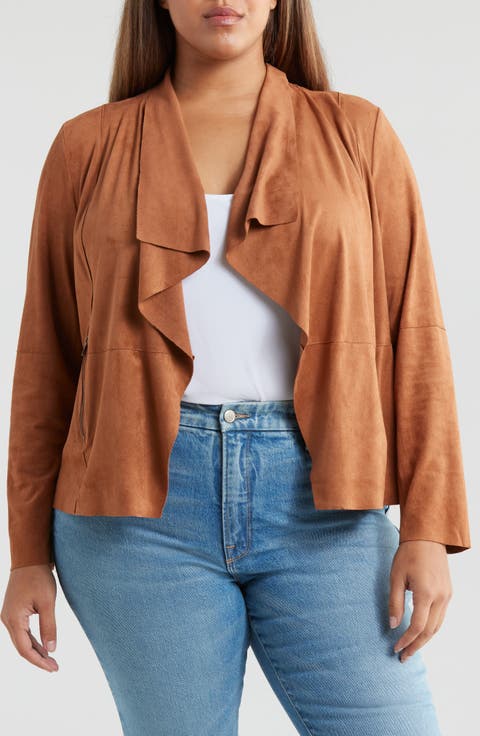 Drape Front Faux Suede Jacket