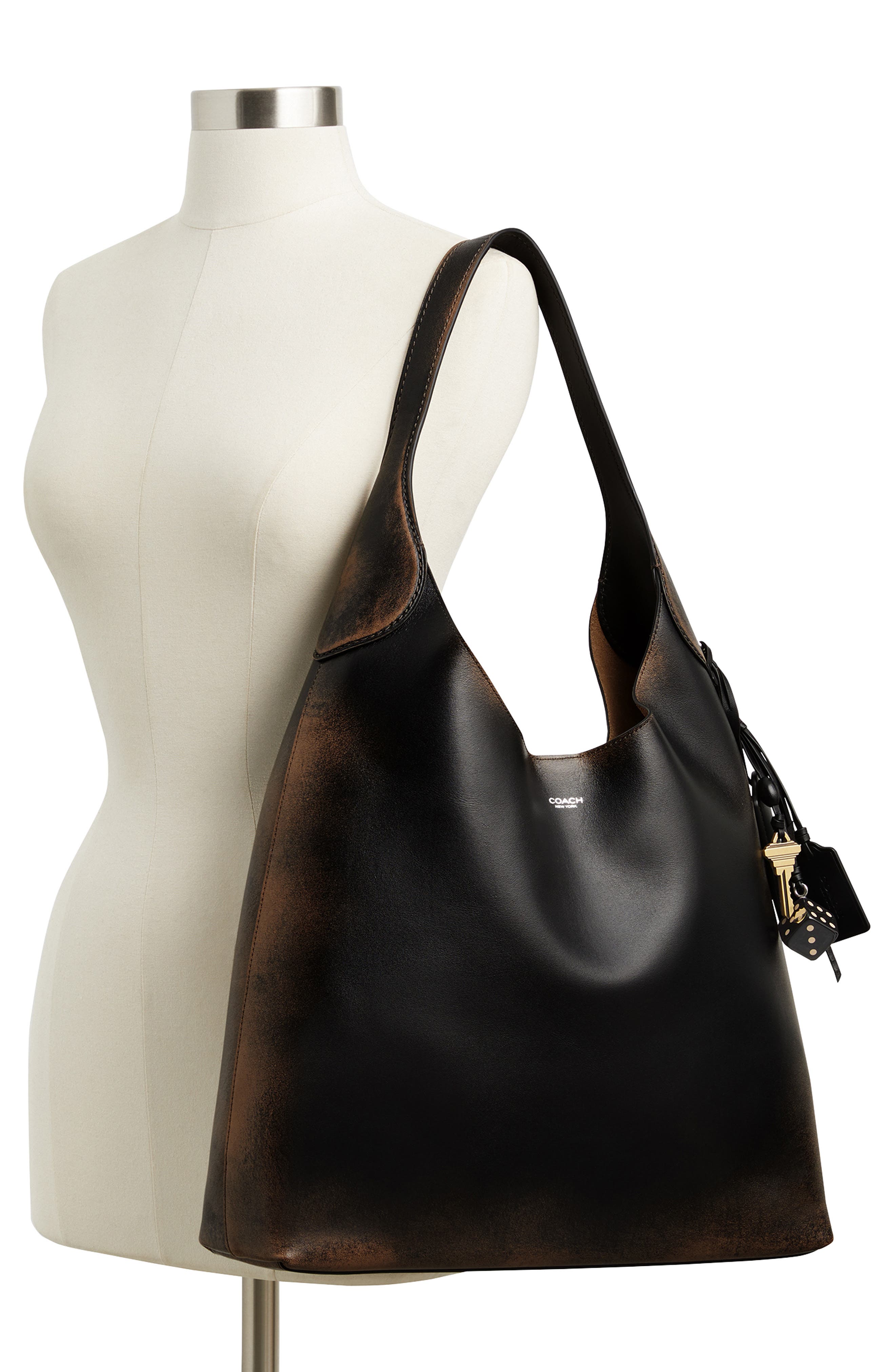 COACH Brooklyn 39 Loved Leather Shoulder Bag, Alternate, color, Silver Black Brown