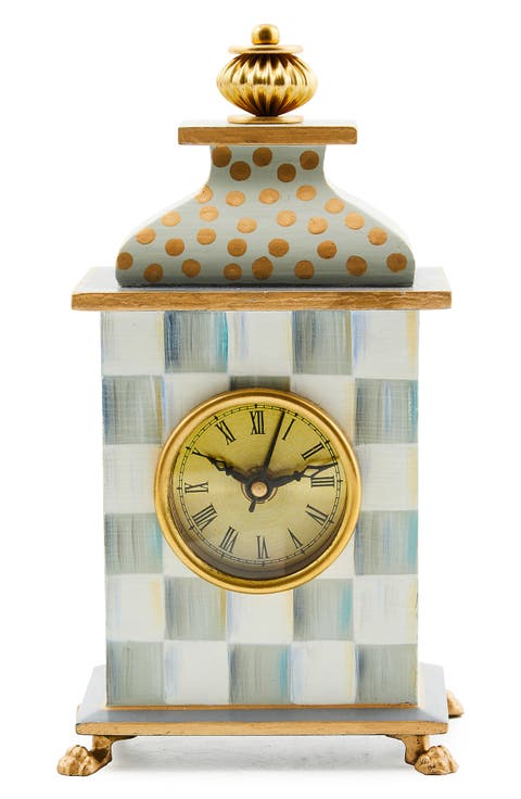 Sterling Check Wood Desk Clock