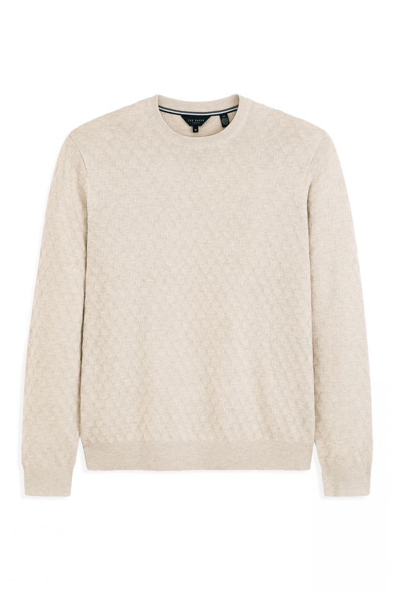 'T' Stitch Crewneck Sweater, Alternate, color, EGRET HEATHER