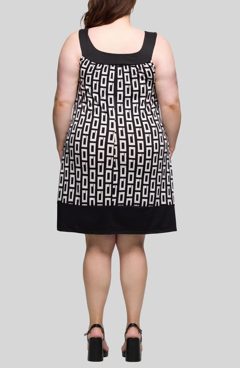 24seven Comfort Apparel Geo Print Sleeveless Knit Dress, Alternate, color, Black Multi