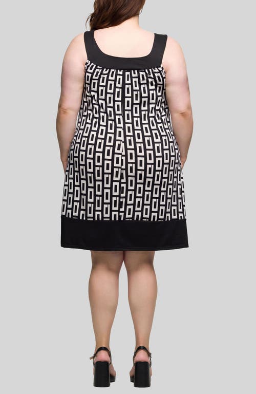 24seven Comfort Apparel Plus Size Scoop Neck Sleeveless Knee Length Dress In Black Multi