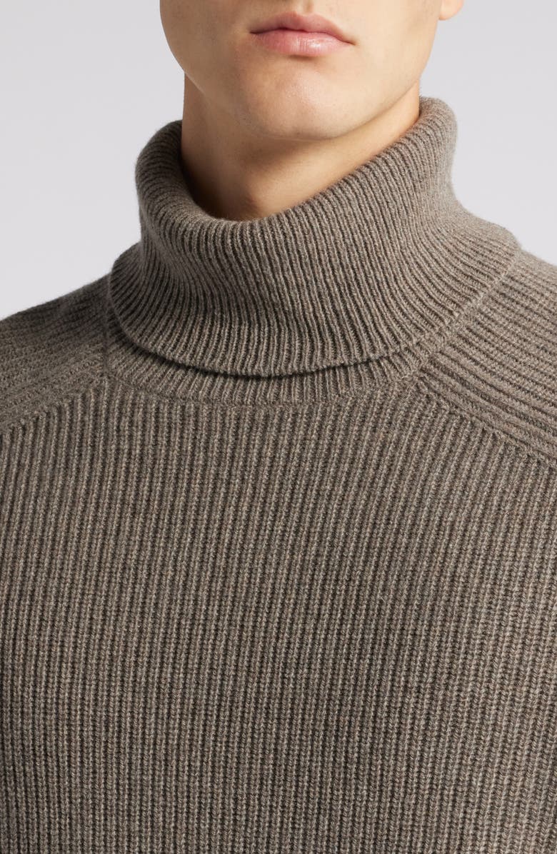 BOSS Evento Recycled Wool Turtleneck Sweater, Alternate, color, Dark Beige