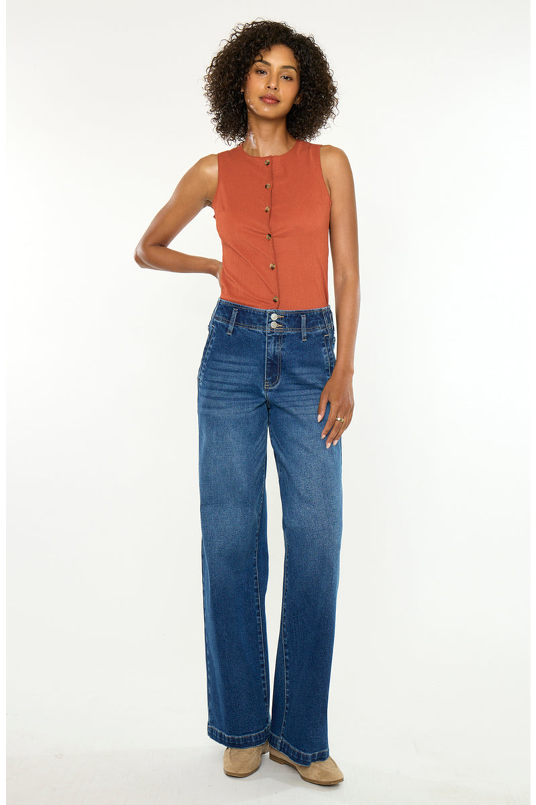 Pepper Essentials High Rise Wide Jeans, Alternate, color, Dark Wash