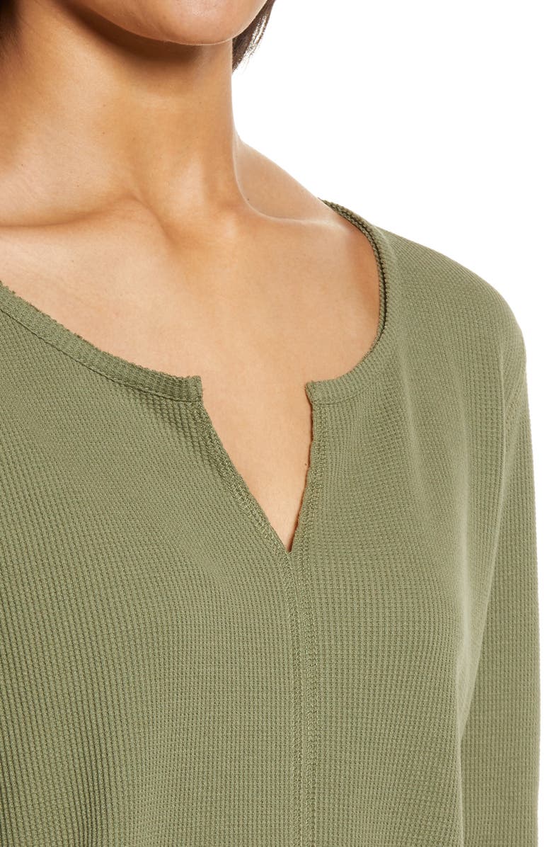 Caslon<sup>®</sup> Split Neck Organic Cotton Blend Thermal Knit Top, Alternate, color, 