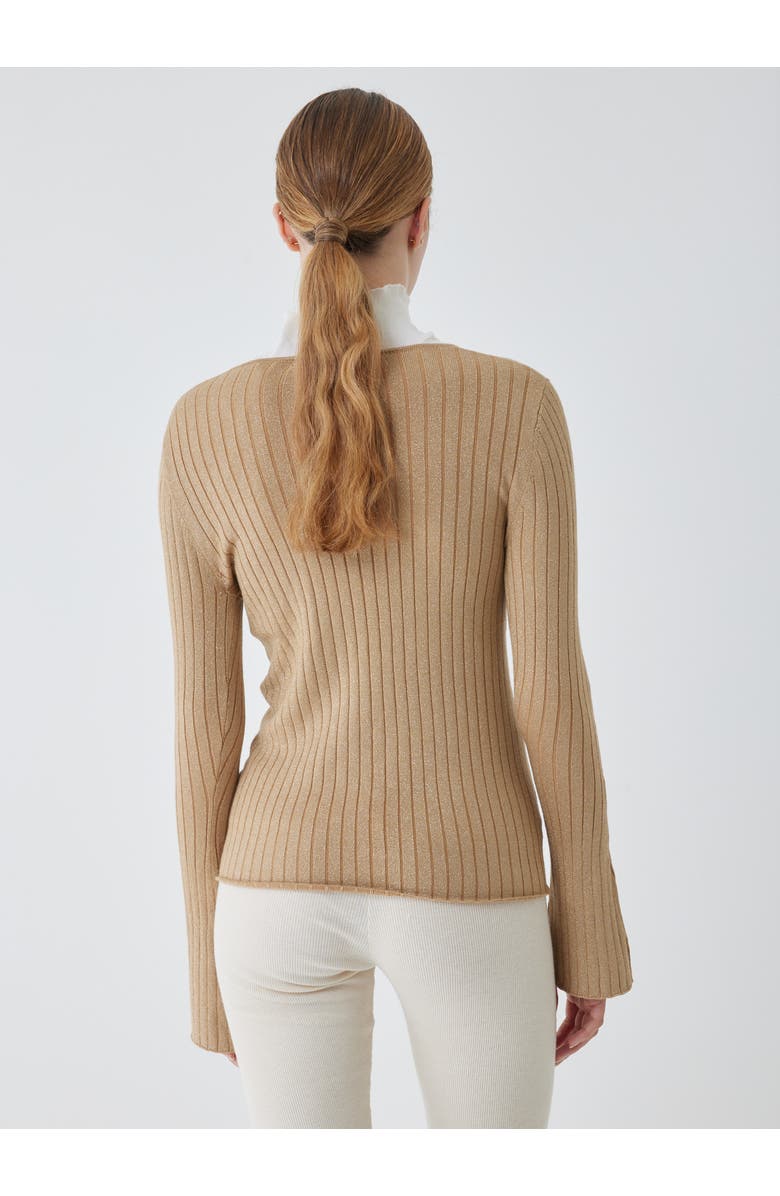 Majestic Filatures Organic Cotton Metallic Rib V-Neck Cardigan, Alternate, color, 