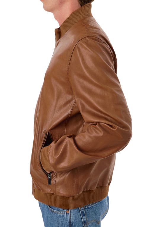 Regency Zip Leather Jacket In Cognac