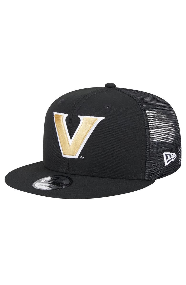 New Era Men's New Era Black Vanderbilt Commodores Trucker 9FIFTY Snapback Hat, Main, color, 