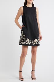 BOSS Orange Sleeveless Embroidered Hem Cotton Dress