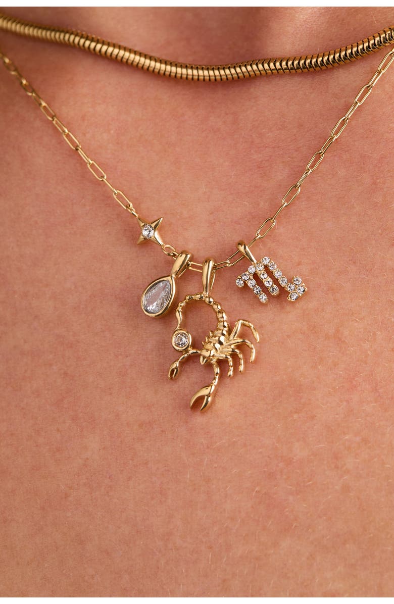 Alex and Ani Scorpio Zodiac Charm Cluster Necklace, Alternate, color, Gold