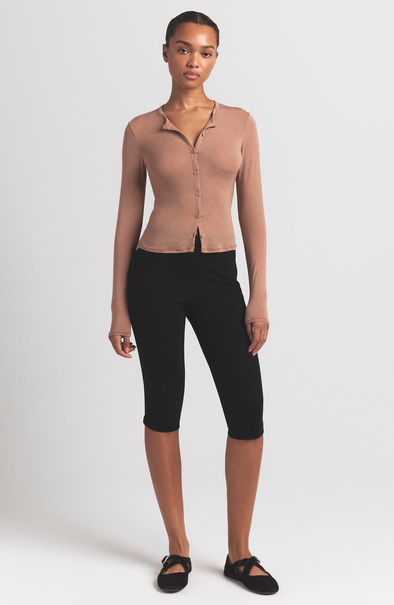 SKIMS Sheer Modal Blend Cardigan, Alternate, color, Sienna