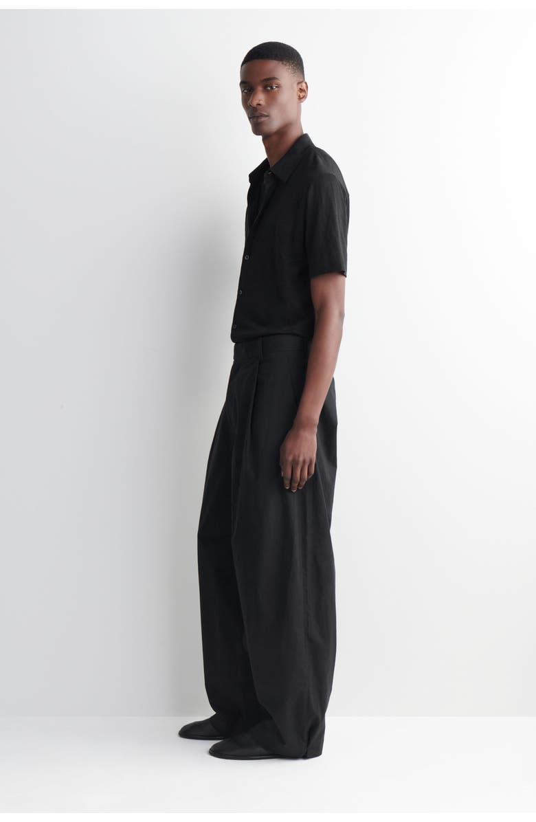 COS Linen-jersey Short-sleeved Shirt, Alternate, color, Black