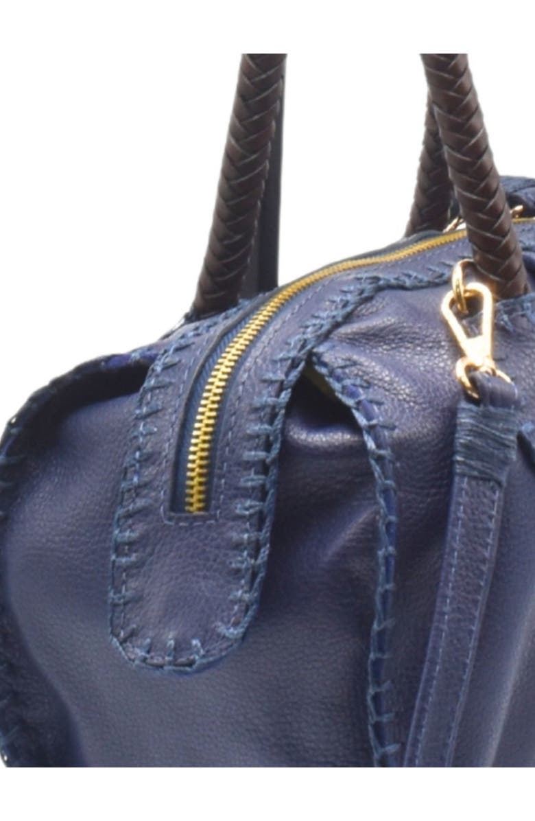 Carlos Falchi Mini Barrel Leather Bag CF278, Alternate, color, Navy