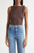 Veronica Beard Otessa Twist Shoulder Ruched Top