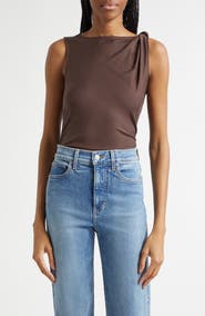 Veronica Beard Otessa Twist Shoulder Ruched Top