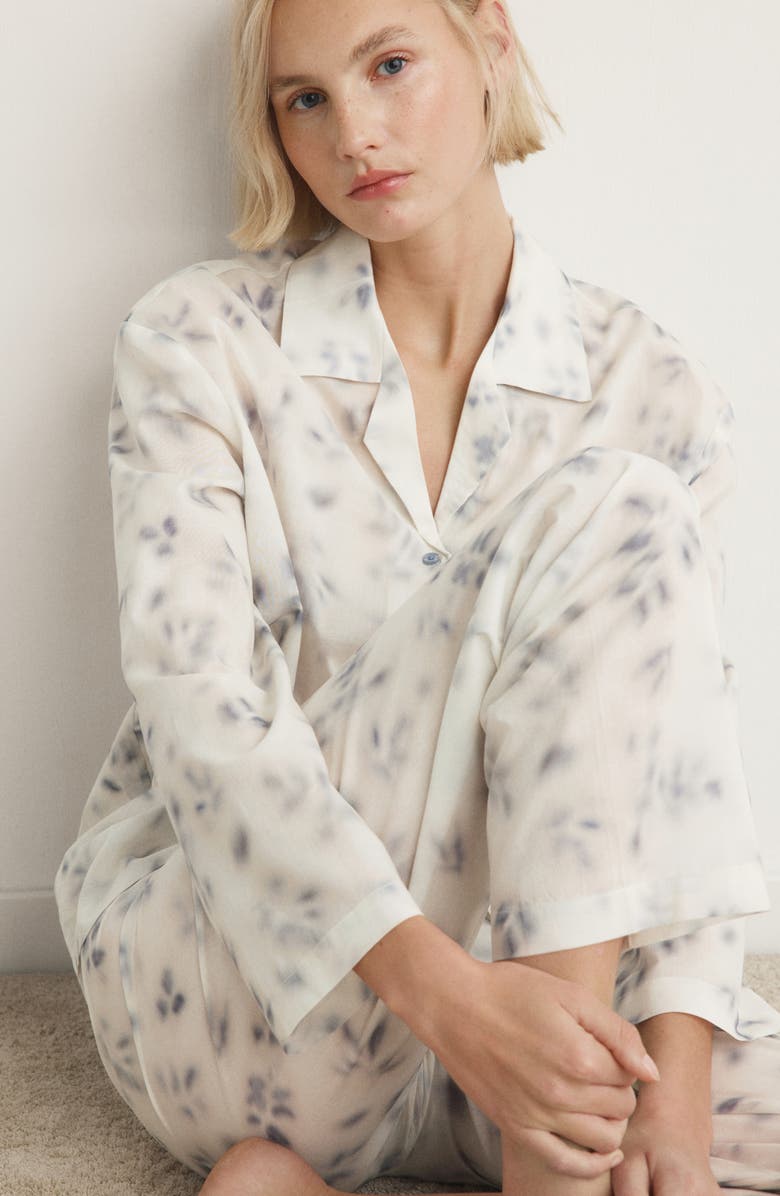 MANGO Watercolor Print Cotton Pajama Pants, Alternate, color, 