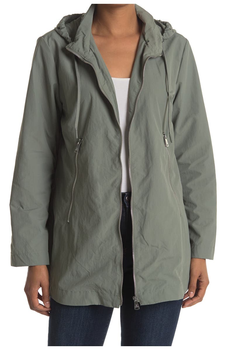 Bernardo Front Zip Hooded Crinkle Rain Jacket, Main, color, 