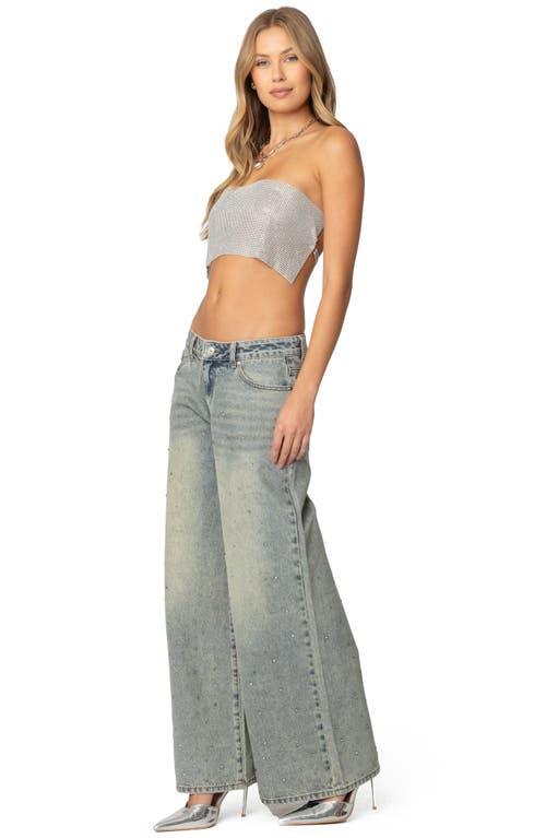 EDIKTED EDIKTED CHAINMAIL OPEN BACK STRAPLESS CROP TOP