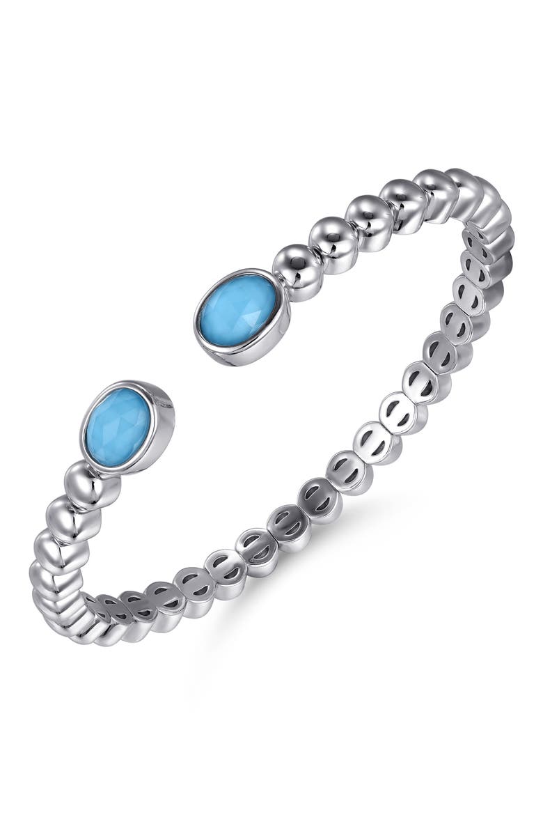 Turquoise Doublet Cuff Bracelet, Alternate, color, STERLING SILVER