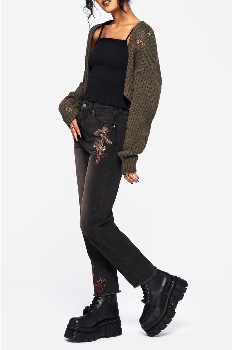High-Waisted Ankle Jeans, Alternate, color, Black