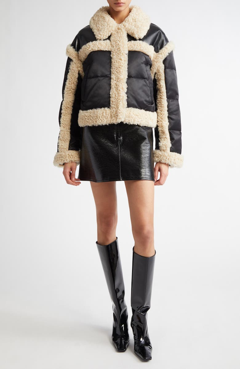 Stand Studio Mary Recycled Down Puffer Jacket with Faux Shearling Trim, Alternate, color, 