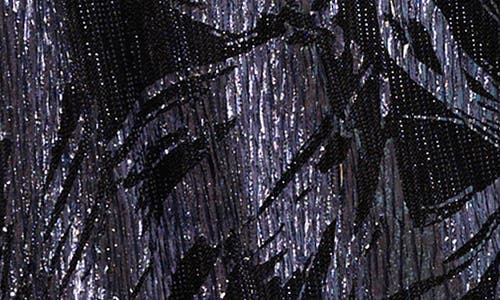 Adrianna Papell Metallic Floral Keyhole Neck Gown