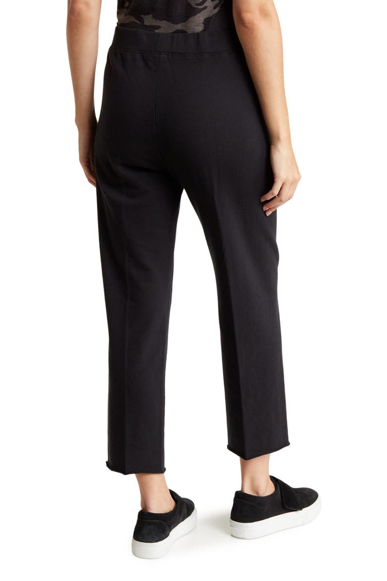 French Terry Raw Edge Sweatpants, Alternate, color, BLACK