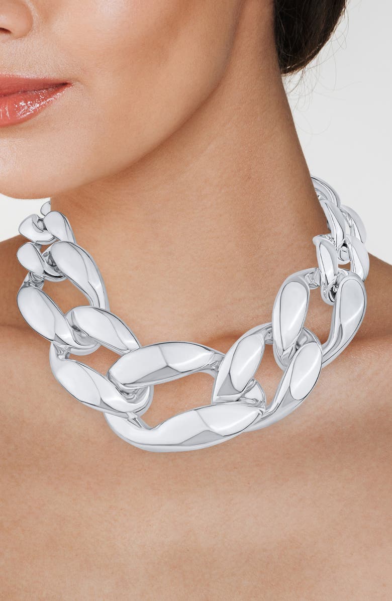 JARDIN Graduated Link Necklace, Alternate, color, Silver