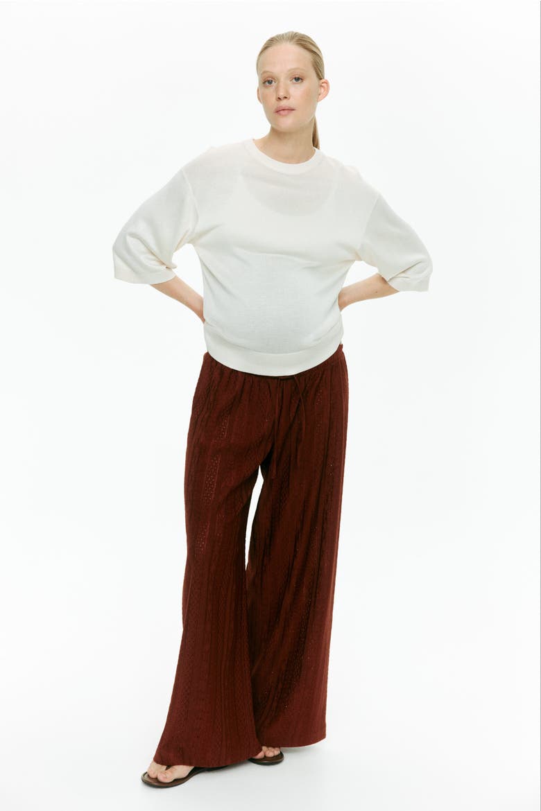 Mama Lace-look Jersey Trousers, Alternate, color, Rust brown