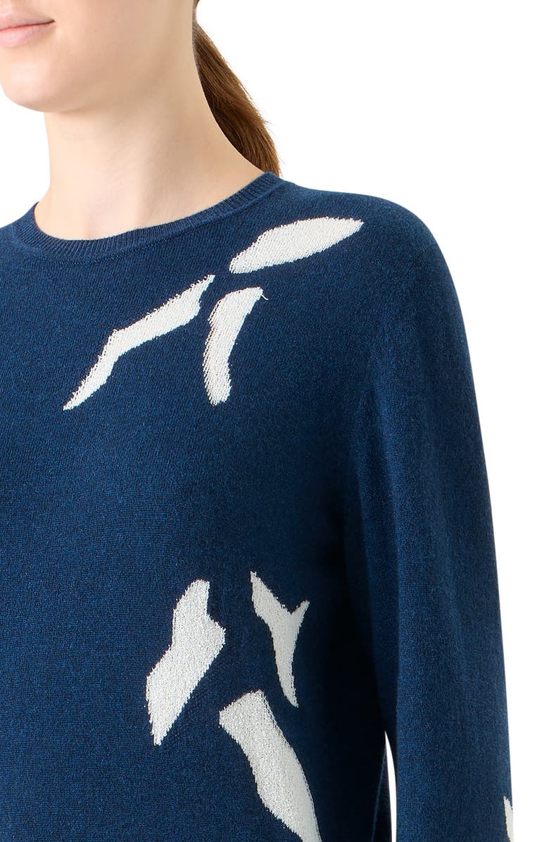 Akris Whitecaps Intarsia Knit Cashmere & Cotton Blend Sweater, Alternate, color, Denim-Ecru