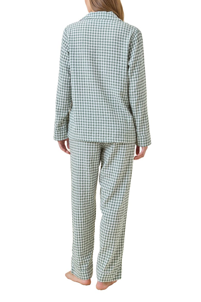 Seersucker Gingham Cotton Blend Pajamas, Alternate, color, DEEP MOSS