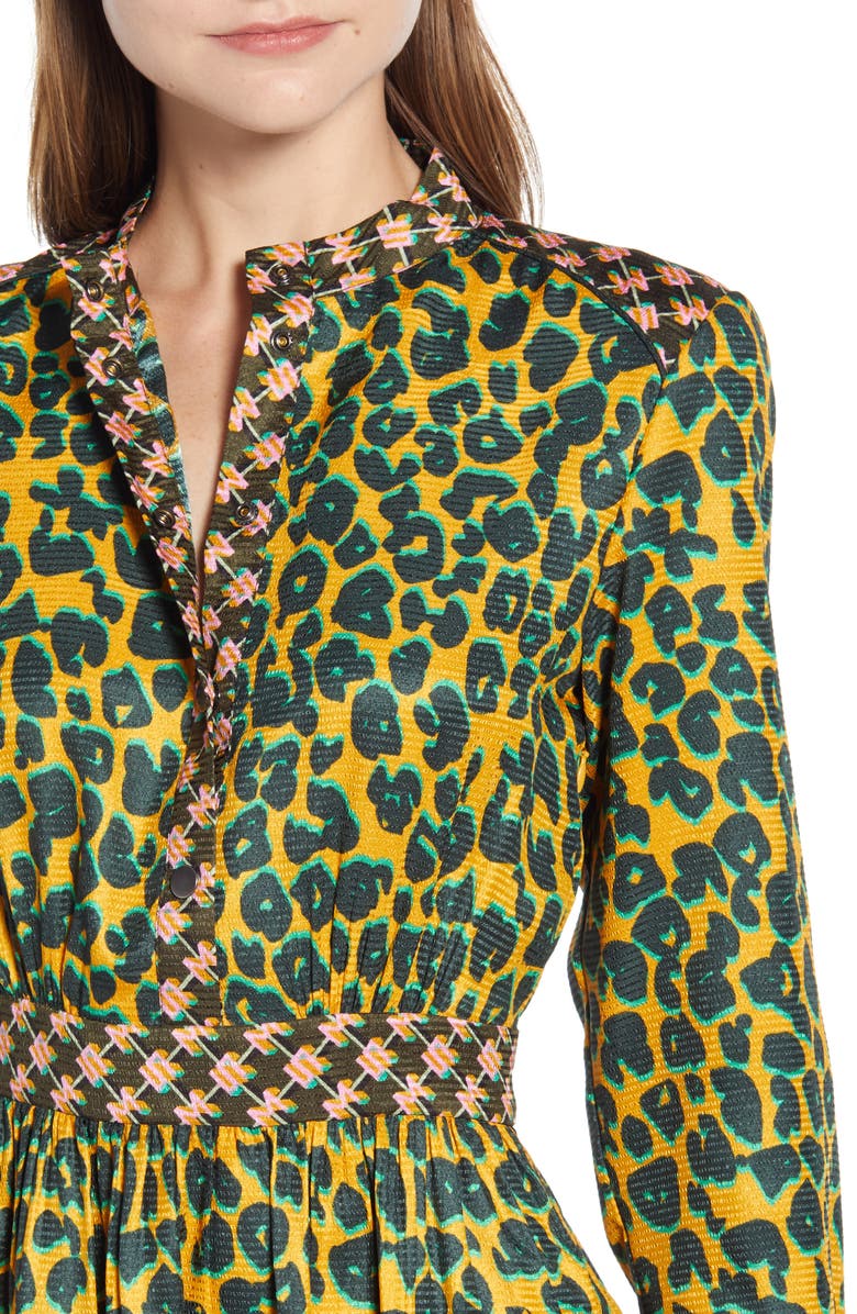 Scotch & Soda Long Sleeve Mixed Print Midi Dress, Alternate, color,