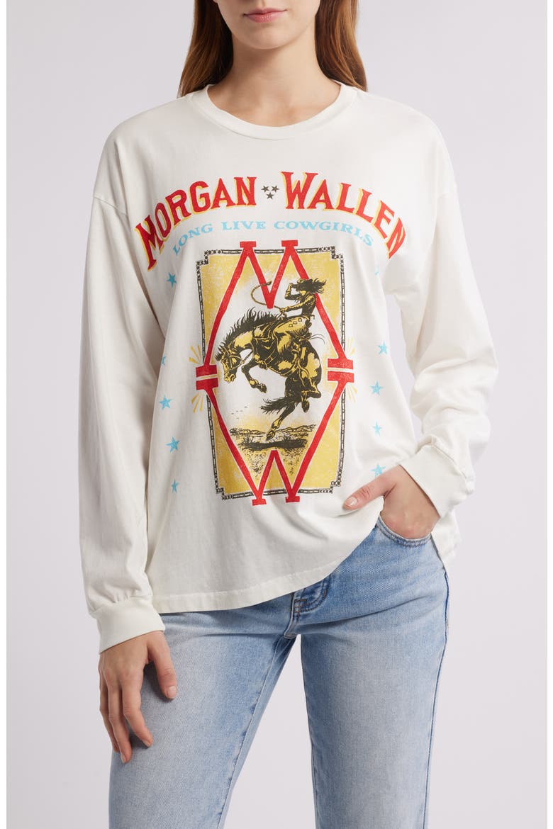 Morgan Wallen Long Sleeve Cotton Graphic T-Shirt, Main, color, VINTAGE WHITE