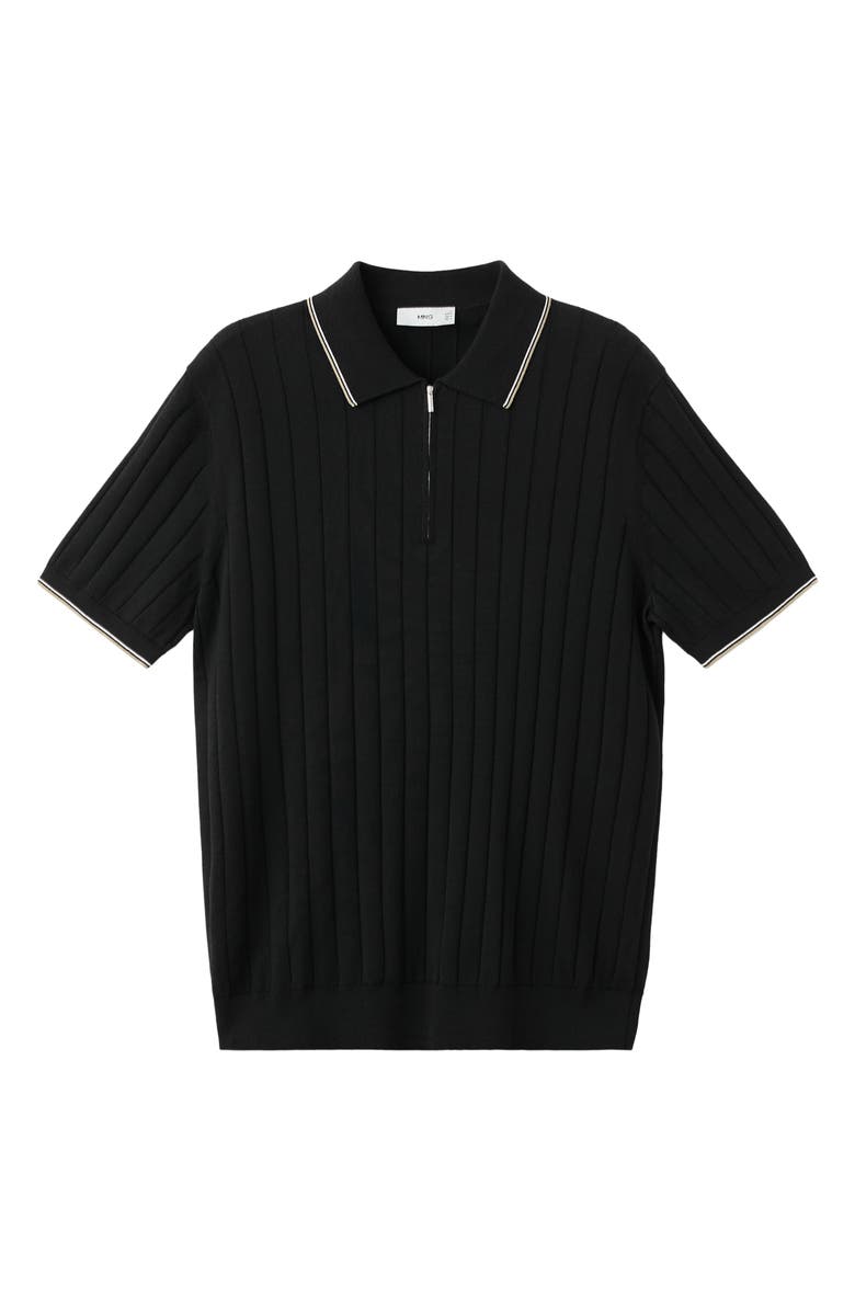 MANGO Zip Placket Polo, Alternate, color, Black