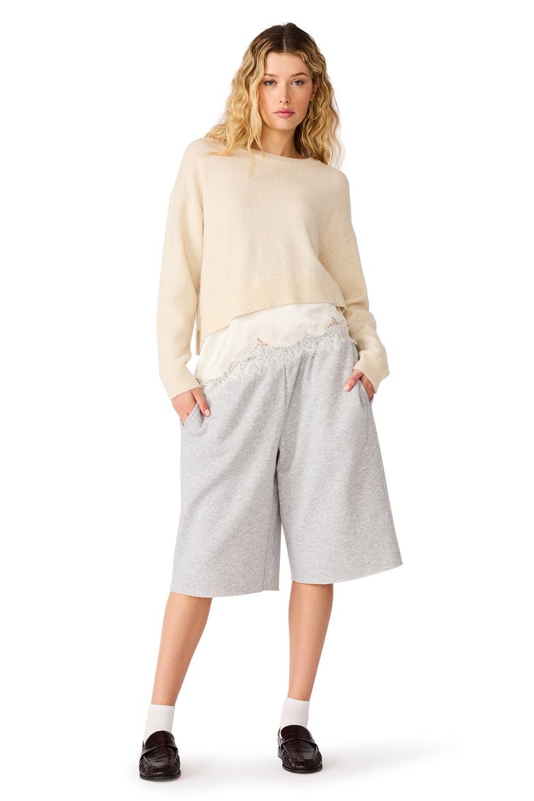 Aries Lace Hem Sweater, Alternate, color, CREAM