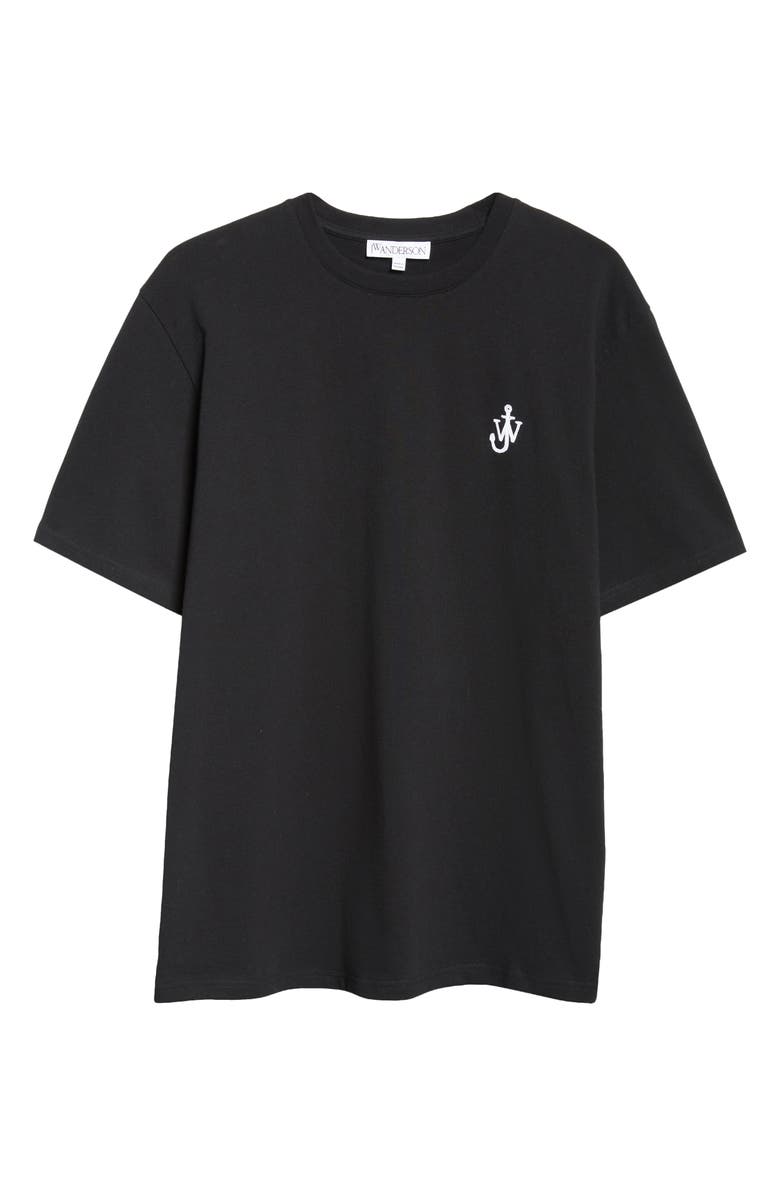 JW Anderson Anchor Logo Embroidered Cotton T-Shirt, Alternate, color, Black 999
