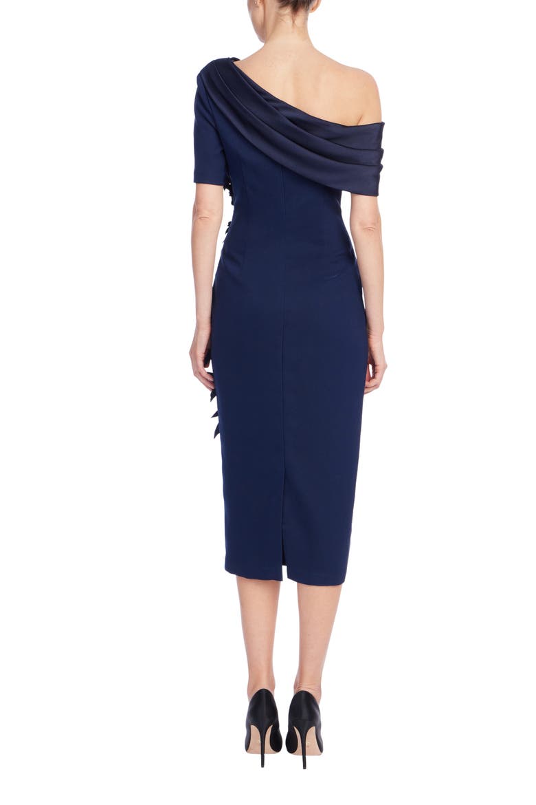 Floral One-Shoulder Cocktail Dress, Alternate, color, NAVY