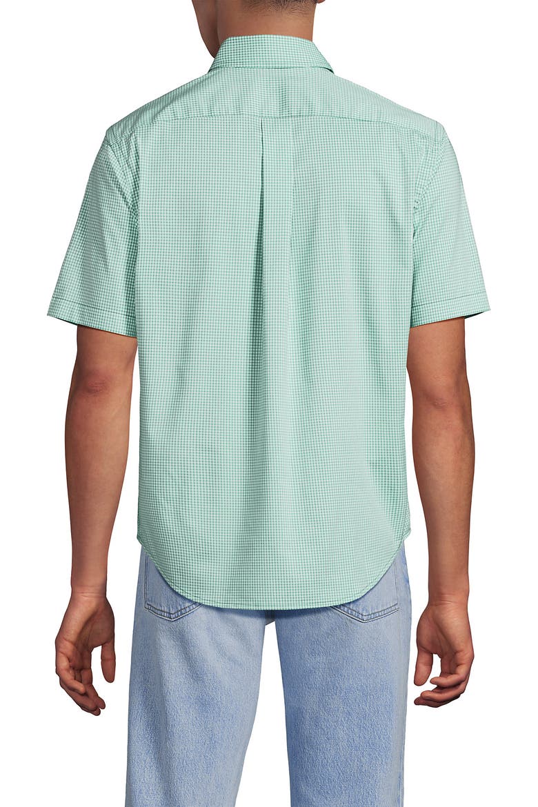 Traditional Fit Short Sleeve Travel Kit Shirt, Alternate, color, Simply Green/Blue Micro Plaid